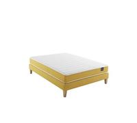 Someo - Ensemble Matelas Mousse, sommier et Pieds Aurore 400 140x200 en Bois - Blanc