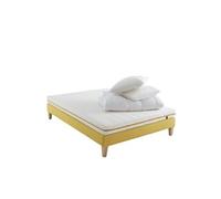 Someo - Ensemble Matelas Mousse, sommier, Pieds, Couette et Oreiller Aurore 200 140x200 en Bois - Blanc