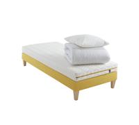 Ensemble matelas mousse, sommier, pieds, couette et oreiller Aurore 200 - SOMEO 80x200 - Blanc - Fabriqué en France - Someo