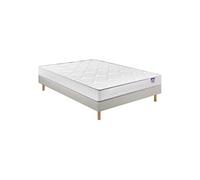 Ensemble matelas mousse Wise, sommier en kit déco et pieds 140x190