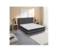 Ensemble matelas nano, mémoire de forme, coton et laine Recovery, sommier Mediano gris fumé et pieds 90x190