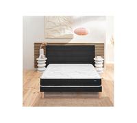 Ensemble matelas nano, mousse Bodysoft, coton et laine Ultimum, sommier Mediano gris fumé et pieds 140x190
