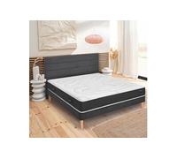 Ensemble matelas nano, mousse Bodysoft, coton et laine Ultimum, sommier Mediano gris fumé et pieds 90x200