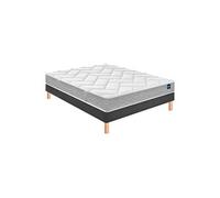 Ensemble matelas Bultex primo, sommier Vigoroso gris fumé et pieds Back To Basics 160x200