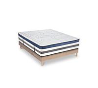 Ensemble Matelas Quintessence Mousse Accueil Mémoire Cocooning 30cm et sommier bois 140x200cm