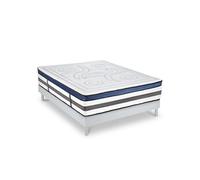Ensemble Matelas Quintessence Mousse Accueil Mémoire Cocooning 30cm et sommier bois blanc 140x200cm