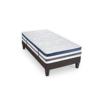 Ensemble Matelas Quintessence Mousse Accueil Mémoire Cocooning 30cm et sommier gris 90x200cm