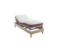 Someo - Ensemble Matelas Relaxation 100% Latex, sommier et Pieds Crépuscule 600 80x200 en Hêtre Massif - Bois Naturel
