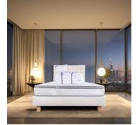 Ensemble matelas Relaxation, 26 cm ressorts ensachés, ferme réversible+sommier beige ep20cm + oreiller + couette + TDL