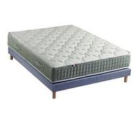 Ensemble + matelas Ressort 7 zones Face Hiver/Eté différente HYGGE Fabriqué en France 140 x 190 cm, Sommier Bleu denim G