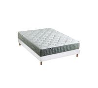 Ensemble + matelas Ressort 7 zones Face Hiver/Eté différente HYGGE Fabriqué en France 140 x 190 cm, Sommier Blanc