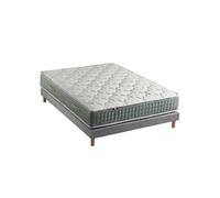 Ensemble + matelas Ressort 7 zones Face Hiver/Eté différente HYGGE Fabriqué en France 160 x 200 cm, Sommier Gris chiné G