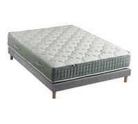 Ensemble + matelas Ressort 7 zones Face Hiver/Eté différente HYGGE Fabriqué en France 160 x 200 cm, Sommier - Gris chiné