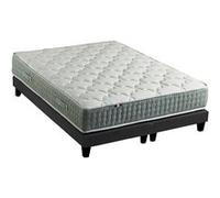 Ensemble + matelas Ressort 7 zones Face Hiver/Eté différente HYGGE Fabriqué en France 2x90 x 200 cm, Sommier Noir G