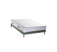 Ensemble Matelas Ressort 7 zones + Mémoire de forme + Sommier BELLAGIO 2 Fabriqué en France 140 x 190 cm, Sommier Vert celadon