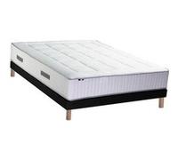 Ensemble Matelas Ressort 7 zones + Mémoire de forme + Sommier BELLAGIO 2 Fabriqué en France 140 x 190 cm, Sommier Noir G