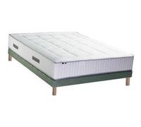 Ensemble Matelas Ressort 7 zones + Mémoire de forme + Sommier BELLAGIO 2 Fabriqué en France 160 x 200 cm, Sommier Vert celadon G