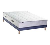 Ensemble Matelas Ressort 7 zones + Mémoire de forme + Sommier BELLAGIO 2 Fabriqué en France 160 x 200 cm, Sommier - Bleu denim