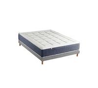 Ensemble Matelas Ressort 7 zones + Mémoire de forme + Sommier KING STYLE Fabriqué en France 140 x 190 cm, Sommier Gris chiné G