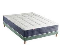Ensemble Matelas Ressort 7 zones + Mémoire de forme + Sommier KING STYLE Fabriqué en France 140 x 190 cm, Sommier Vert celadon G
