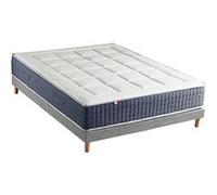 Ensemble Matelas Ressort 7 zones + Mémoire de forme + Sommier KING STYLE Fabriqué en France 140 x 190 cm, Sommier Gris chiné G