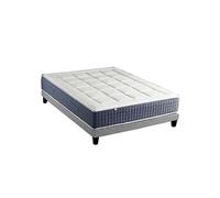 Ensemble Matelas Ressort 7 zones + Mémoire de forme + Sommier KING STYLE Fabriqué en France 160 x 200 cm, Sommier Gris chiné