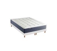 Ensemble Matelas Ressort 7 zones + Mémoire de forme + Sommier KING STYLE Fabriqué en France 2x80 x 200 cm, Sommier Blanc