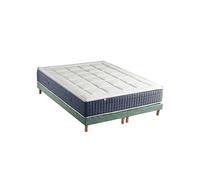 Ensemble Matelas Ressort 7 zones + Mémoire de forme + Sommier KING STYLE Fabriqué en France 2x90 x 200 cm, Sommier Vert celadon