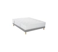 - Ensemble Matelas Ressort et Mousse à mémoire de forme 150x190 cm - SPRING 600 Visco, Sommier Tradition Graphic et Pieds - Epaisseur 30 cm -