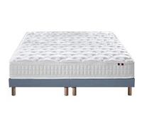 Ensemble Matelas Ressorts 5 Zones Etoile + Sommier 2x80x200 Sommier Bleu Denim G