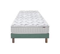 Ensemble Matelas Ressorts 5 Zones Etoile + Sommier 90x190 Sommier Vert Celadon