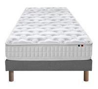 Ensemble Matelas Ressorts 5 Zones ETOILE + Sommier - Made in France Dimensions - 90 x 190 cm, Sommier - Gris chiné G