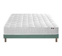 Ensemble Matelas Ressorts 7 zones COSMA + Sommier - Made in France - Sommier Vert céladon Vert 140 x 190 cm