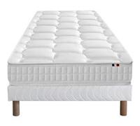 Ensemble Matelas Ressorts 7 zones COSMA + Sommier - Made in France - Sommier Blanc Blanc 90 x 190 cm