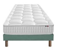Ensemble Matelas Ressorts Cosmos + Sommier 90x190 Sommier Vert Celadon