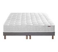 Ensemble Matelas Ressorts COSMOS + Sommier - Made in France Dimensions - 2x80 x 200 cm, Sommier - Gris chiné