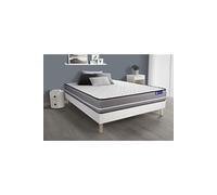 Ensemble Matelas Ressorts Ensaches Actiflex Pur 140x200cm 3zones De Confort + Sommier Kit Blanc