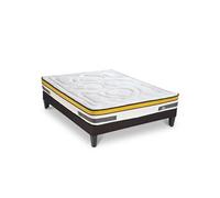 Ensemble Matelas Ressorts ensachés Aubertin - 24 cm + sommier - 200x200 cm