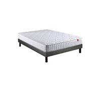 Ensemble Epeda matelas ressorts ensachés Distinct 2, sommier Unic gris et pieds 140x190