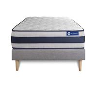 Ensemble matelas Ressorts ensachés et Mémoire de forme ACTIFLEX ERGO 120x190 Maxi épaisseur 5zones confort + sommier KIT gris G