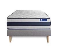 Ensemble matelas Ressorts ensachés et Mémoire de forme ACTIFLEX ERGO 80x200 Maxi épaisseur 5zones confort + sommier KIT gris