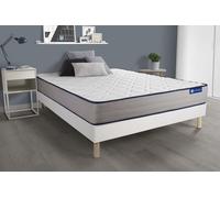 Ensemble Matelas Ressorts Ensaches Et Memoire De Forme Actiflex Form 200x200 Cm 5zones De Confort + Sommier Kit Blanc