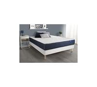 Ensemble Matelas Ressorts Ensaches Et Memoire De Forme Actiflex Sleep 180x200 5zones De Confort + Sommier Kit Blanc