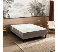Ensemble matelas ressorts ensachés Itinéraire, sommier Escale Ferme, pieds - 120x200