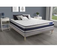 Ensemble matelas Ressorts ensaches + Memoire de forme ACTIFLEX ERGO 140x190 Maxi epaisseur 5zones confort + sommier KIT gris