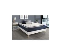 Ensemble matelas Ressorts ensaches+Memoire de forme ACTIFLEX MAX 140x190 cm Maxi epaisseur 7zones confort + sommier KIT blanc