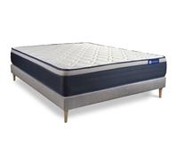 Ensemble Matelas Ressorts Ensaches+Memoire De Forme Actiflex Max 160x200 Cm Maxi Epaisseur 7zones Confort + Sommier Kit Gris