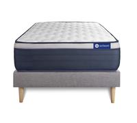 Ensemble matelas Ressorts ensaches+Memoire de forme ACTIFLEX MAX 90x190 cm Maxi epaisseur 7zones confort + sommier KIT gris