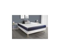 Ensemble matelas Ressorts ensachés+Mémoire de forme ACTIFLEX MORPHO 200x200 Maxi épaisseur 5zones confort + sommier KIT blanc