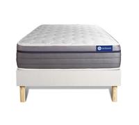 Ensemble Matelas Ressorts Ensaches+Memoire De Forme Actiflex Zen 120x200 Maxi Epaisseur 7zones De Confort + Sommier Kit Blanc